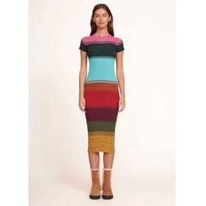 STAUD Mosaic Stripe Colleen Short Sleeve Dress
